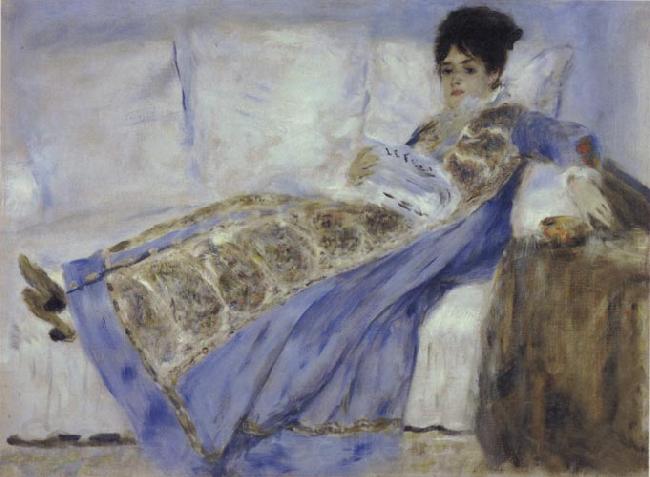 Pierre Renoir Madame Monet Reclining on a Sofa Reading Le Figaro Spain oil painting art